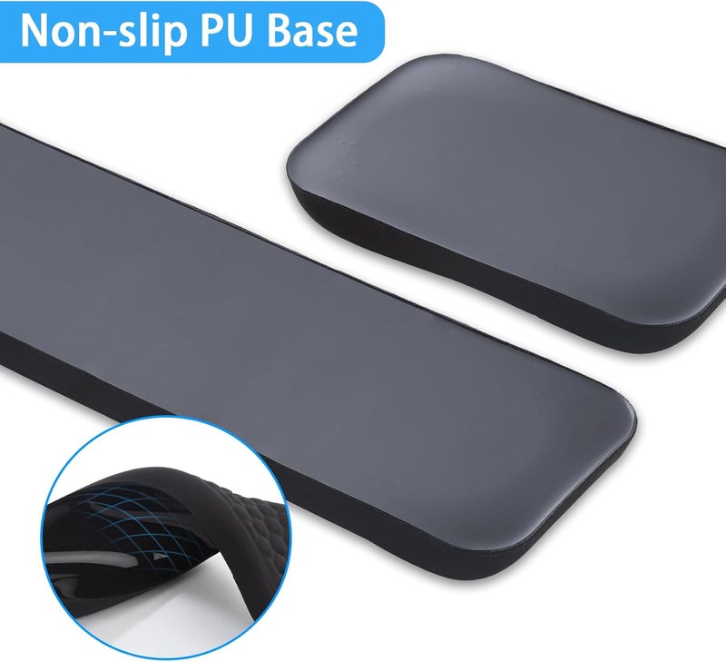 Leolee Keyboard Wrist Rest, Wrist Rest for Computer Keyboard and Mouse, Black Ergonomic Wrist Support Set with Memory Foam Non-Slip Base Massage Design for Pain Relief, Typing, Gaming, Office - Image 4